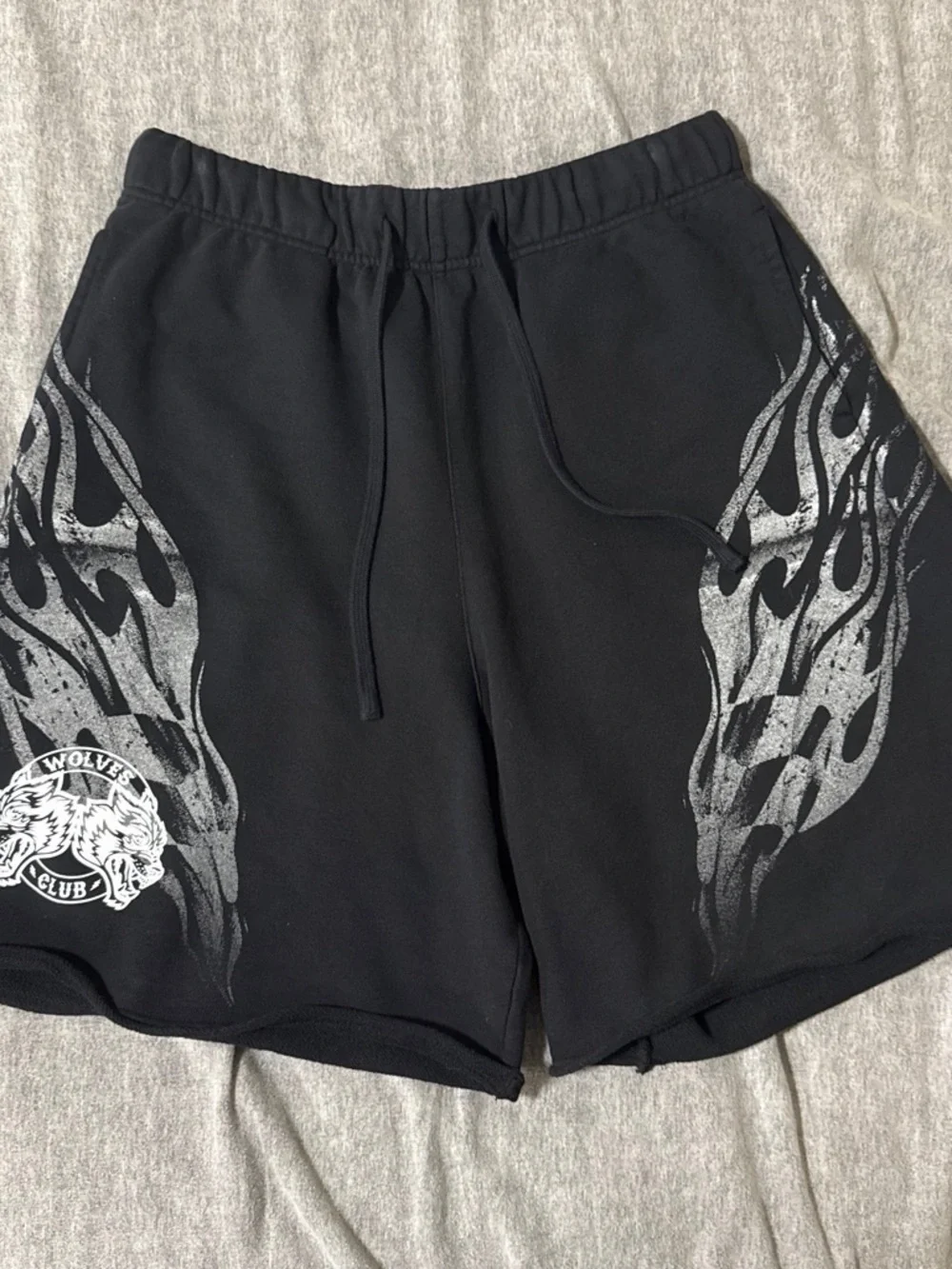 Darc Sport Black Shorts with Silver Flame Graphics